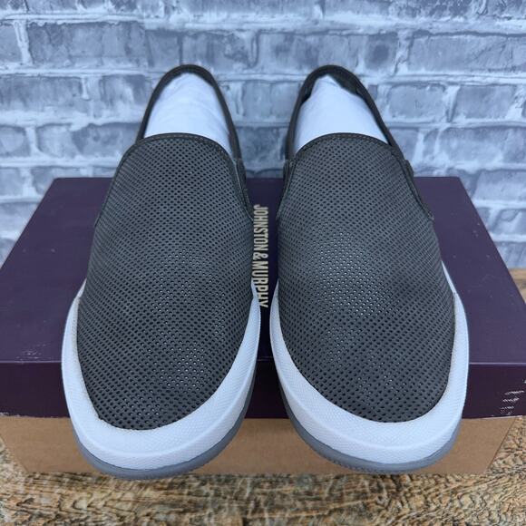 Johnston & Murphy Mullen Gray Perforated Nubuck Slip-On Tan Mens Size 11.5 New - Picture 3 of 6